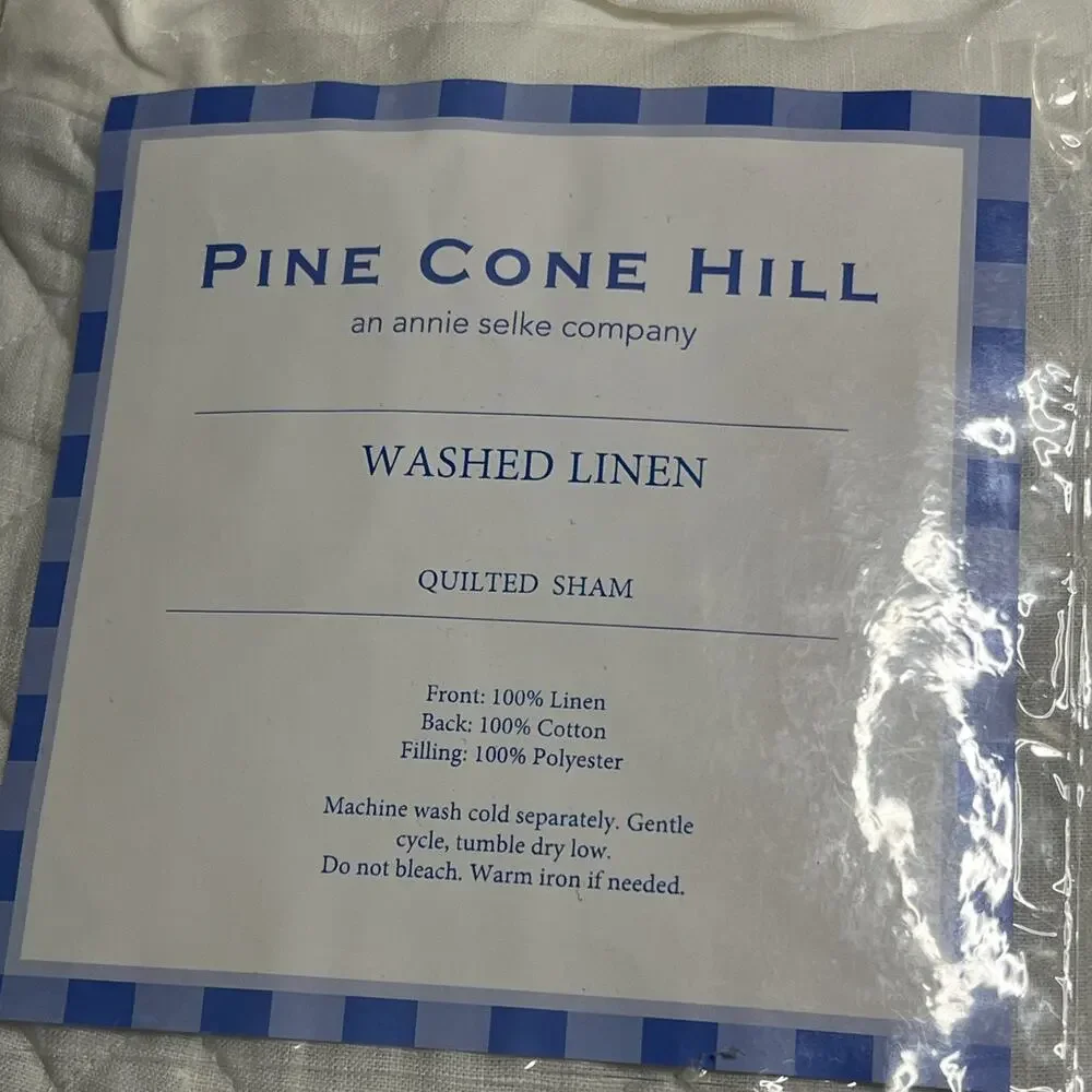Annie Selke Pine Come Hill Washed Linen & Cotton Quilted Sham Standard White